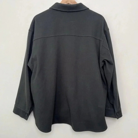 Uniqlo Womens Medium Dark Olive Brush Jersey Button  Oversized Shirt - Picture 15 of 15